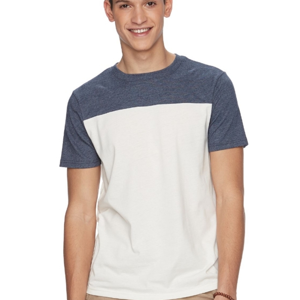Vintage Men's Urban Pipeline Regular-Fit Colorblock Tee XL White Blue